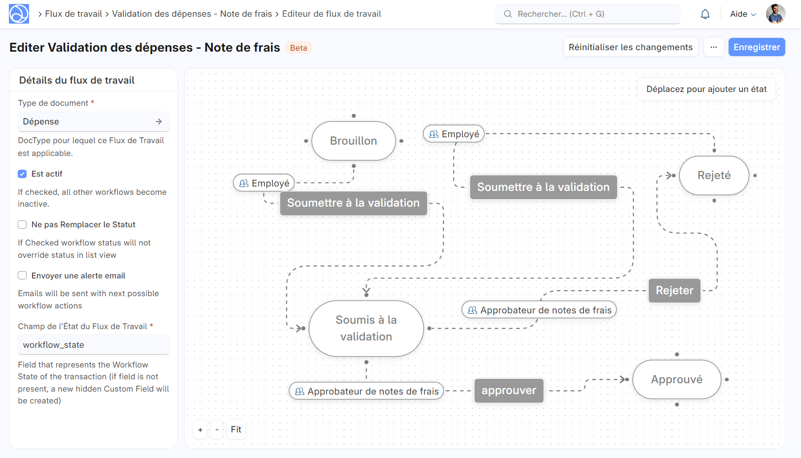 Cette image permet de visualiser un flux de travail finalisé.